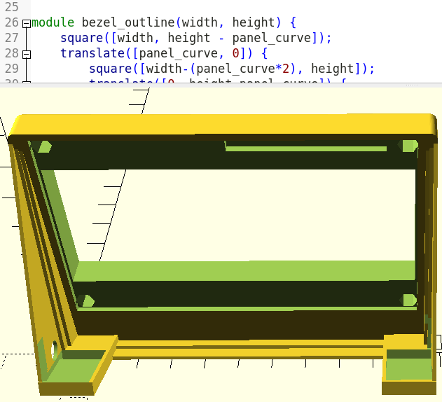 OpenSCAD UI and 3D model